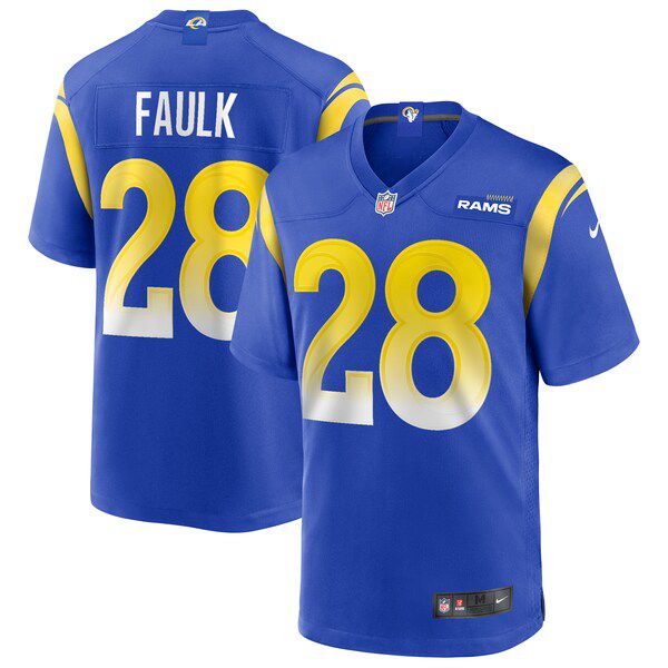 Men Los Angeles Rams 28 Marshall Faulk Nike Royal Game NFL Jersey